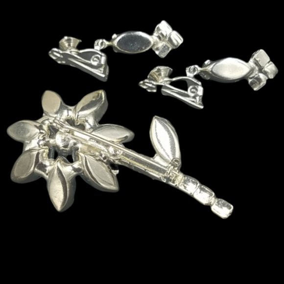 Vintage Black Zebra Foil Glass Brooch Earring Set - Picture 5 of 5